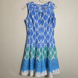danny and nicole Gabby Skye abstract printed sleeveless keyhole dress woman sz 4